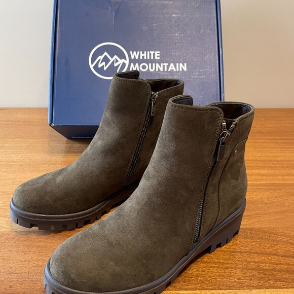 NIB, White Mountain Women's sz 8 Tahj Lug Sole Bootie Army Faux Suede Boots - Picture 12 of 15